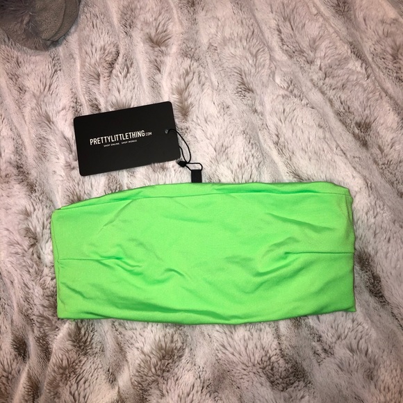 Lime Green Strapless Bathing Suit Top - Picture 1 of 3